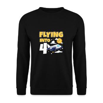 Flying Into 4 Avion Pilote 4 ans 4e anniversaire - Sweat-shirt Unisexe - noir - Devant - Alina (178cm) & Michal (187cm)