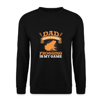 Papa est mon nom Frogging est mon jeu Funny Frog - Sweat-shirt Unisexe - noir - Devant - Alina (178cm) & Michal (187cm)