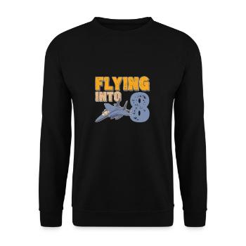 Flying Into 8 Fighter Jet Year Old 8th Birthday - Unisex Pullover - Schwarz - Vorne - Alina (178cm) & Michal (187cm)