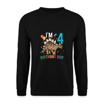 Je suis 4 anniversaire garçon stégosaure 4 ans 4ème - Sweat-shirt Unisexe - noir - Devant - Alina (178cm) & Michal (187cm)