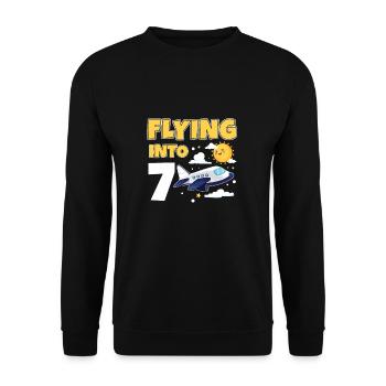 Flying Into 7 Avion Pilote Année 7e anniversaire - Sweat-shirt Unisexe - noir - Devant - Alina (178cm) & Michal (187cm)