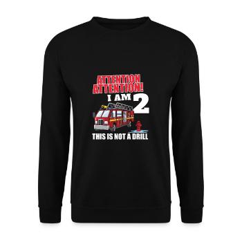 Attention I'm 2 Fireman Fire Truck 2 Year Old 2nd - Sweat-shirt Unisexe - noir - Devant - Alina (178cm) & Michal (187cm)