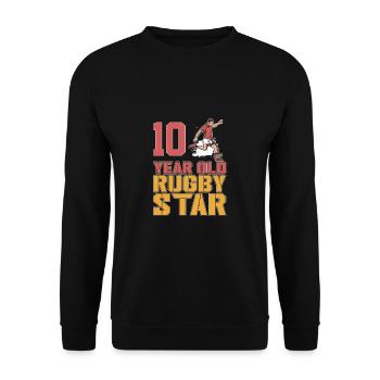 Rugby Football Star 10 Year Old 10th Birthday - Unisex Pullover - Schwarz - Vorne - Alina (178cm) & Michal (187cm)