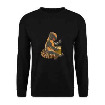 Uromastyx Eating Lentils Can Funny Dabb Lizard - Unisex Sweatshirt - black - Front - Alina (178cm) & Michal (187cm)