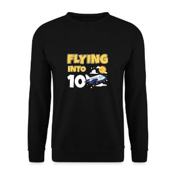 Flying Into 10 Avion Pilote 10 ans 10e - Sweat-shirt Unisexe - noir - Devant - Alina (178cm) & Michal (187cm)