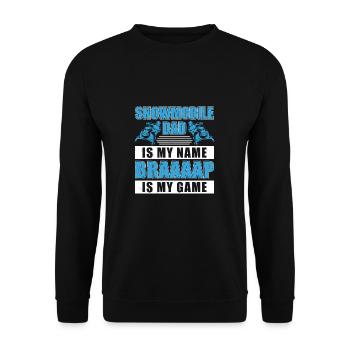 Snowmotoneige humoristique Dad Is My Name - Sweat-shirt Unisexe - noir - Devant - Alina (178cm) & Michal (187cm)