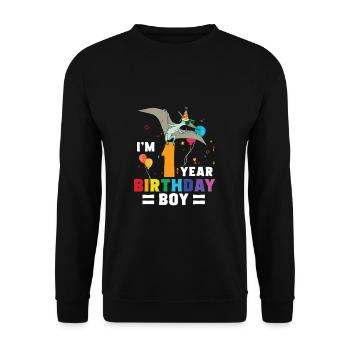 Je suis 1 anniversaire garçon pterodactylus 1 an 1er an - Sweat-shirt Unisexe - noir - Devant - Alina (178cm) & Michal (187cm)