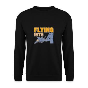 Flying Into 4 Fighter Jet 4 Year Old 4th Birthday - Unisex Pullover - Schwarz - Vorne - Alina (178cm) & Michal (187cm)