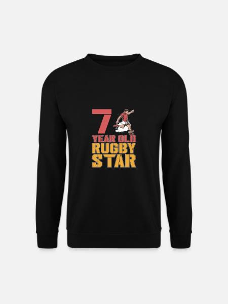 Rugby Football Star 7 Year Old 7th Birthday - Unisex Pullover - Schwarz
