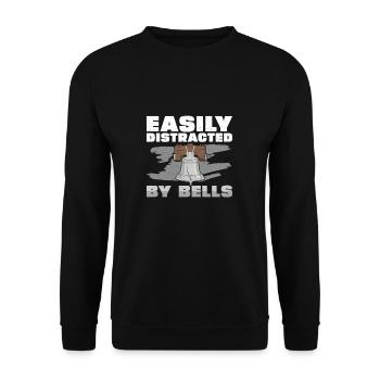 Facilement distrait par Funny Bell Ringing Hobby A - Sweat-shirt Unisexe - noir - Devant - Alina (178cm) & Michal (187cm)