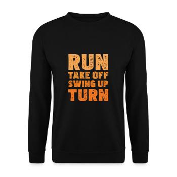 Run Take Off Swing Up Turn Funny Pole Jumping - Unisex Sweatshirt - black - Front - Alina (178cm) & Michal (187cm)