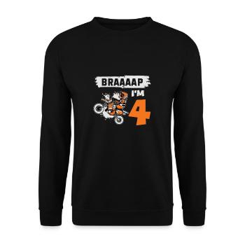 Braaaap I'm 4 Dirt Bike Motocross 4 ans 4e - Sweat-shirt Unisexe - noir - Devant - Alina (178cm) & Michal (187cm)