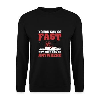 Le vôtre peut aller vite Cool Airboating Un plaisancier des marais - Sweat-shirt Unisexe - noir - Devant - Alina (178cm) & Michal (187cm)