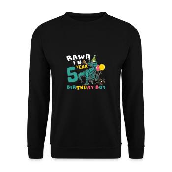 Rawr j'ai 5 ans garçon d'anniversaire Raptor 5 ans 5e - Sweat-shirt Unisexe - noir - Devant - Alina (178cm) & Michal (187cm)