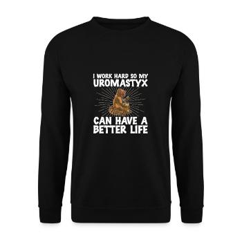 Uromastyx Lustiger Dabb Lizard Work Hard Better - Unisex Pullover - Schwarz - Vorne - Alina (178cm) & Michal (187cm)