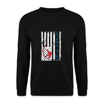 Pole Vaulting American Flag Upside Down Funny - Unisex Sweatshirt - black - Front - Alina (178cm) & Michal (187cm)