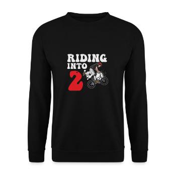 Riding Into 2 BMX Racing Bike 2 Year Old 2nd - Unisex Sweatshirt - black - Front - Alina (178cm) & Michal (187cm)