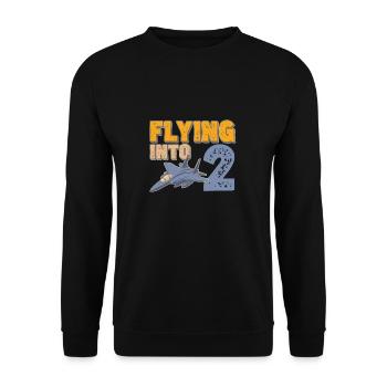 Flying Into 2 Fighter Jet 2 Year Old 2nd Birthday - Unisex Pullover - Schwarz - Vorne - Alina (178cm) & Michal (187cm)
