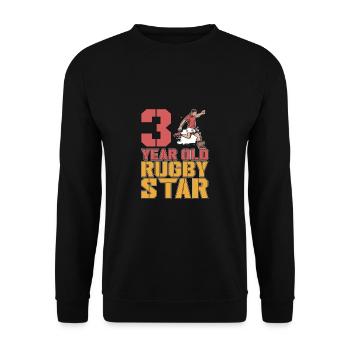 Rugby Football Star 3 Year Old 3rd Birthday - Unisex Sweatshirt - black - Front - Alina (178cm) & Michal (187cm)