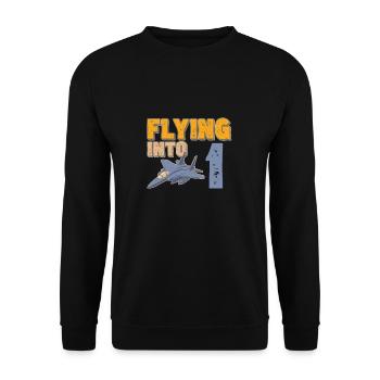 Voler dans 1 avion de chasse 1 an 1er anniversaire - Sweat-shirt Unisexe - noir - Devant - Alina (178cm) & Michal (187cm)