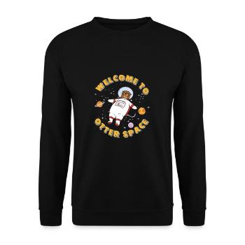 Lustiges Willkommen bei Otter Space Otter - Unisex Pullover - Schwarz - Vorne - Alina (178cm) & Michal (187cm)