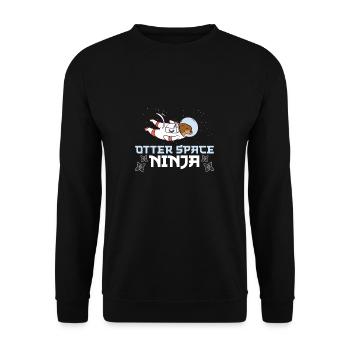 Lustiger Otter Space Ninja Ein Otter im Weltraum - Unisex Pullover - Schwarz - Vorne - Alina (178cm) & Michal (187cm)
