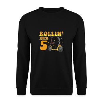 Rollin Into 5 Trottinette électrique 5 ans 5e - Sweat-shirt Unisexe - noir - Devant - Alina (178cm) & Michal (187cm)
