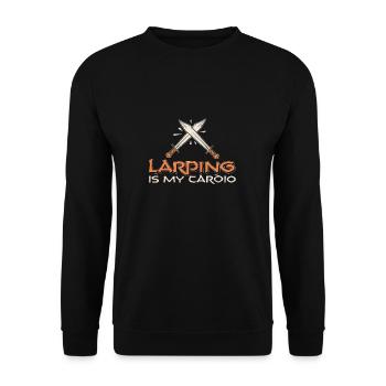 LARPing Is My Cardio Funny Roleplaying Medieval - Unisex Pullover - Schwarz - Vorne - Alina (178cm) & Michal (187cm)
