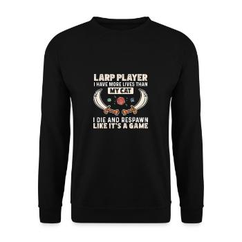 LARP Player Die And Respawn Like It's A Game - Unisex Pullover - Schwarz - Vorne - Alina (178cm) & Michal (187cm)