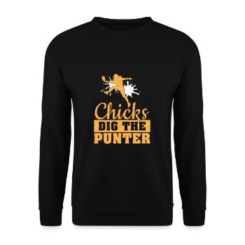 Chicks Dig The Funny Football Punters For A - Unisex Sweatshirt - black - Front - Alina (178cm) & Michal (187cm)