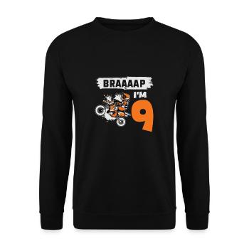 Braaaap I'm 9 Dirt Bike Motocross Année 9e - Sweat-shirt Unisexe - noir - Devant - Alina (178cm) & Michal (187cm)