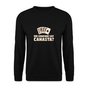 Hat jemand Lustiges Canasta-Kartenspiel für einen - Unisex Pullover - Schwarz - Vorne - Alina (178cm) & Michal (187cm)
