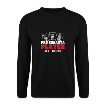 Lustiger Canasta-Profi-Spieler, der nur für einen - Unisex Pullover - Schwarz - Vorne - Alina (178cm) & Michal (187cm)