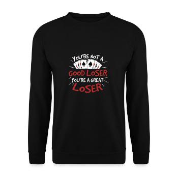 Lustiges Canasta-Kartenspiel Sarkasmus Canasta - Unisex Pullover - Schwarz - Vorne - Alina (178cm) & Michal (187cm)