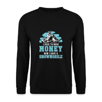 I Used To Have Money Funny Snowmobile Riding - Unisex Sweatshirt - black - Front - Alina (178cm) & Michal (187cm)