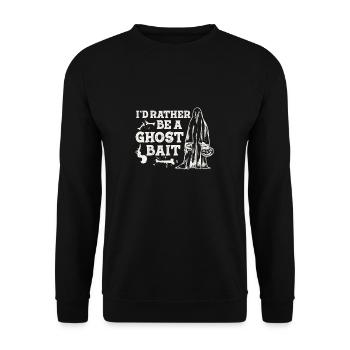 Lustiger Geisterjagd-Humor für einen Ghost Bait - Unisex Pullover - Schwarz - Vorne - Alina (178cm) & Michal (187cm)