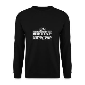 Harmonica in your pocket Music In Heart Lustige - Unisex Sweatshirt - black - Front - Alina (178cm) & Michal (187cm)