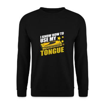 Harmonica I know how to use my tongue - Unisex Sweatshirt - black - Front - Alina (178cm) & Michal (187cm)