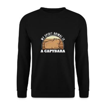 My Spirit Animal Retro Capybara For Happy Capy - Unisex Pullover - Schwarz - Vorne - Alina (178cm) & Michal (187cm)