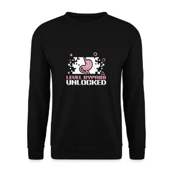 Level Bypass Unlocked Funny Gastric Surgery Gaming - Unisex Pullover - Schwarz - Vorne - Alina (178cm) & Michal (187cm)