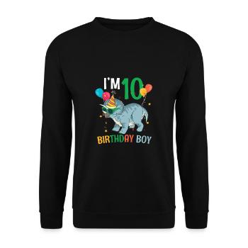 I'm 10 Birthday Boy Triceratops 10 Year 10th - Unisex Pullover - Schwarz - Vorne - Alina (178cm) & Michal (187cm)