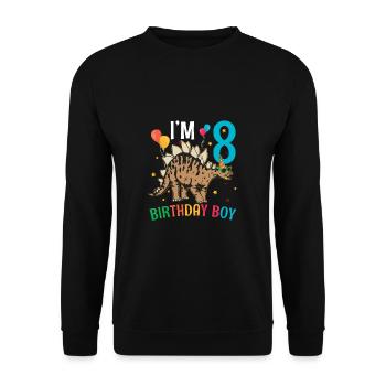 I'm 8 Birthday Boy Stegosaurus 8 Year Old 8th - Unisex Sweatshirt - black - Front - Alina (178cm) & Michal (187cm)