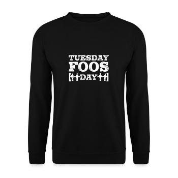 Drôle mardi Foos Day Un joueur de baby-foot - Sweat-shirt Unisexe - noir - Devant - Alina (178cm) & Michal (187cm)