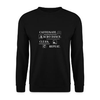 Lustiger koffeinierter Acro Dance Clean Repeat Ein - Unisex Pullover - Schwarz - Vorne - Alina (178cm) & Michal (187cm)
