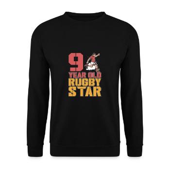 Rugby Football Star 9 Year Old 9th Birthday - Unisex Sweatshirt - black - Front - Alina (178cm) & Michal (187cm)