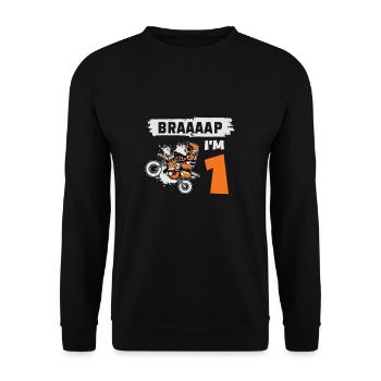 Braaaap I'm 1 Dirt Bike Motocross 1 an 1er - Sweat-shirt Unisexe - noir - Devant - Alina (178cm) & Michal (187cm)