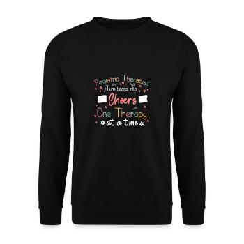 Kindertherapeut jubelt Ergotherapeut - Unisex Pullover - Schwarz - Vorne - Alina (178cm) & Michal (187cm)