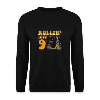 Rollin Into 9 Trottinette électrique 9 ans 9e - Sweat-shirt Unisexe - noir - Devant - Alina (178cm) & Michal (187cm)