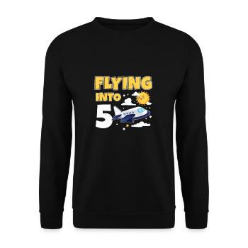 Flying Into 5 Flugzeugpilot 5 Jahre alt 5. - Unisex Pullover - Schwarz - Vorne - Alina (178cm) & Michal (187cm)