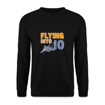 Flying Into 10 Fighter Jet 10 Year 10th Birthday - Unisex Pullover - Schwarz - Vorne - Alina (178cm) & Michal (187cm)